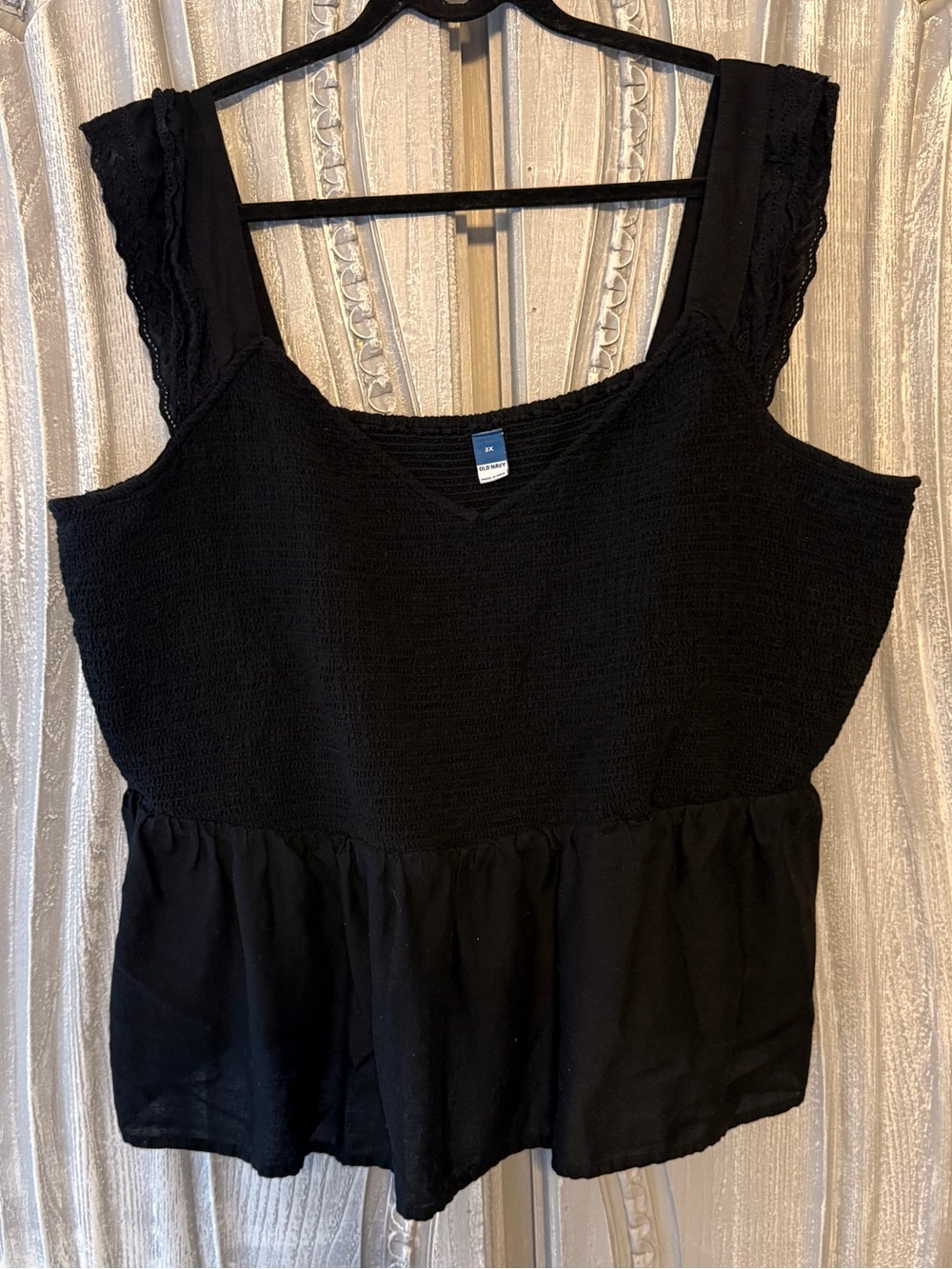 Old Navy Black Lace-Trim Peplum Tank Top